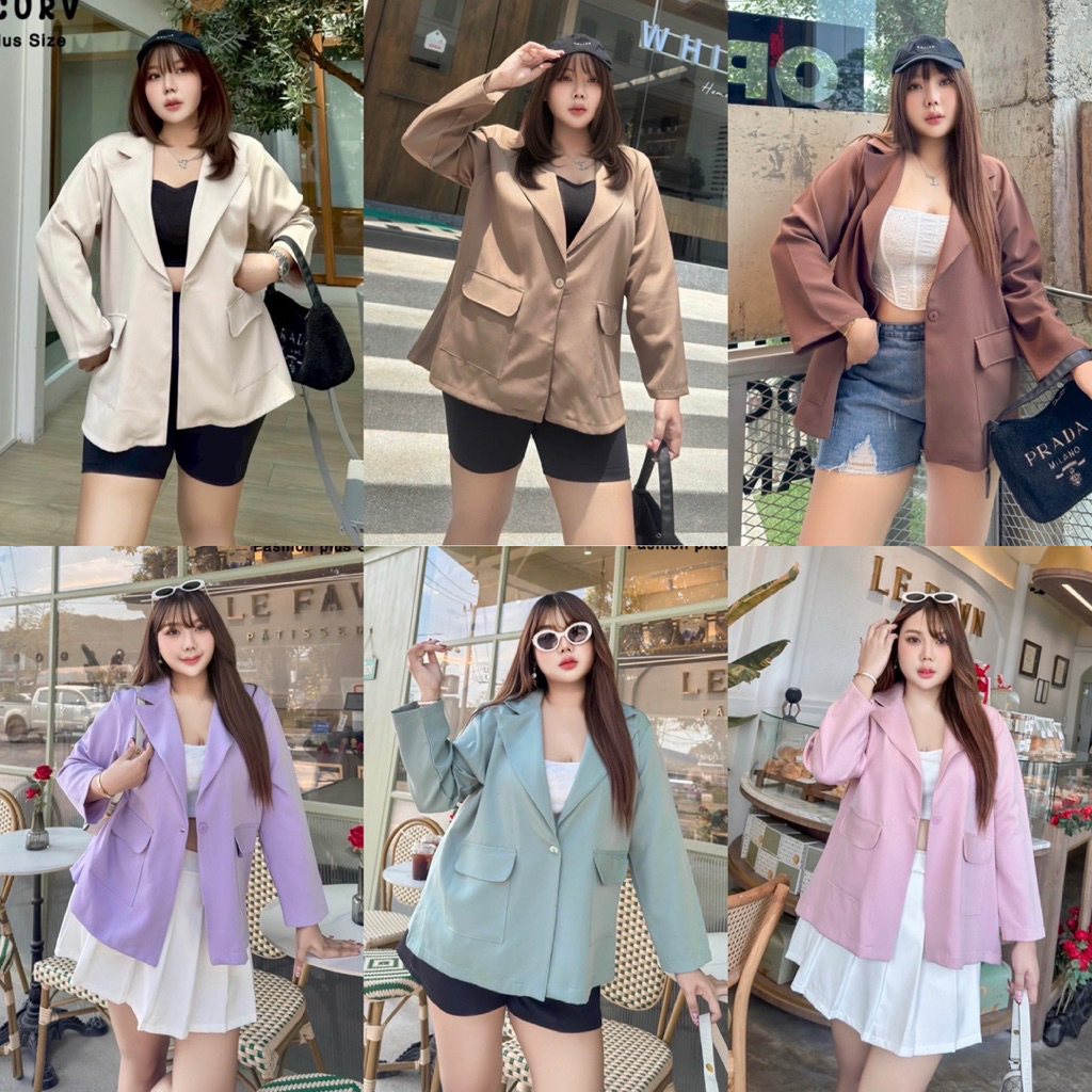 /LC/ เสื้อสูทสาวอวบ อก40-54 สีเอิร์ธโทนและพาสเทล ใส่เที่ยว ใส่ทำงาน #เสื้อผ้าไซส์ใหญ่ สาว อ้วน พลัสไซส์