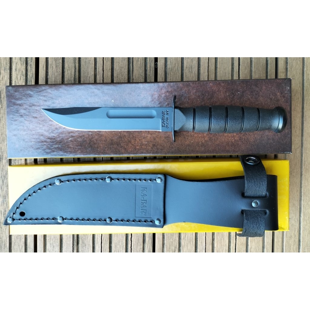 มีด Mini Ka-Bar ด้ามยาง ปลอกหนังดำ (1256)