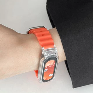 สายนาฬิกาซิลิโคนแบบมารีนสำหรับ Xiaomi Mi Band 7/8/9/10, สายนาฬิกาสำหรับกีฬาสำหรับ Xiaomi Mi Band 3/4/5/6