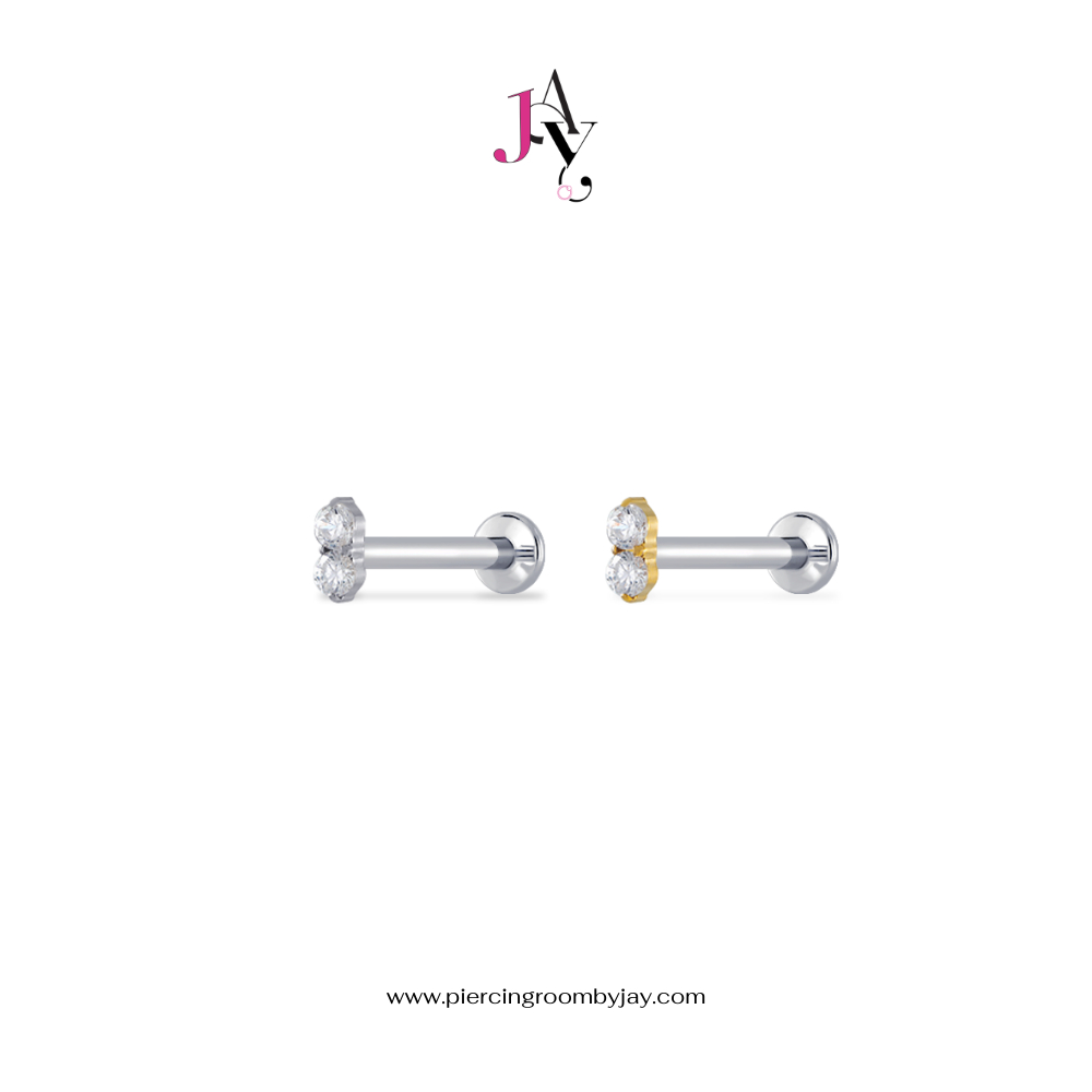 Piercingroom by Jay حلق تيتانيوم بحجرين زركون — صورة 2
