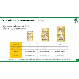 [โปรตุนด่วน!!] ข้าวหอมมะลิทอง 100% ข้าวกลางปี ข้าวหอม ตรา ชากังราว ผลิตโดยข้าวตราฉัตร CP ชากังราวทอง 14 กิโลกรัม