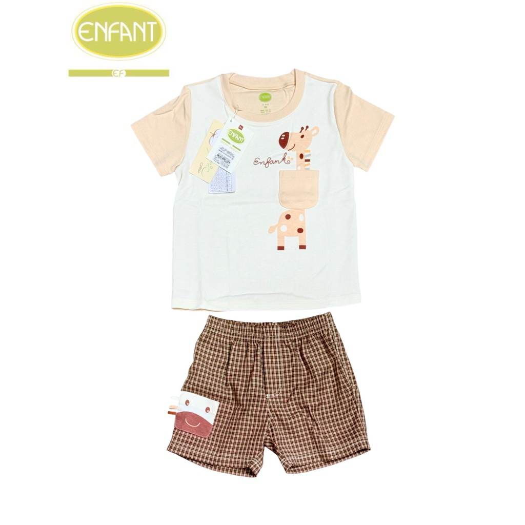 Enfant Green New Collection ชุดหล่อเสื้อยืดคอกลม พร้อมกางเกงขาสั้น ลายใหม่ สำหรับเด็กอายุ 3เดือน ถึง 24เดือน