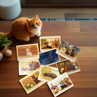 โปสการ์ดแมวไทยน่ารัก 5x7 นิ้ว | ส่งจริงได้ กระดาษอาร์ต 300 แ…