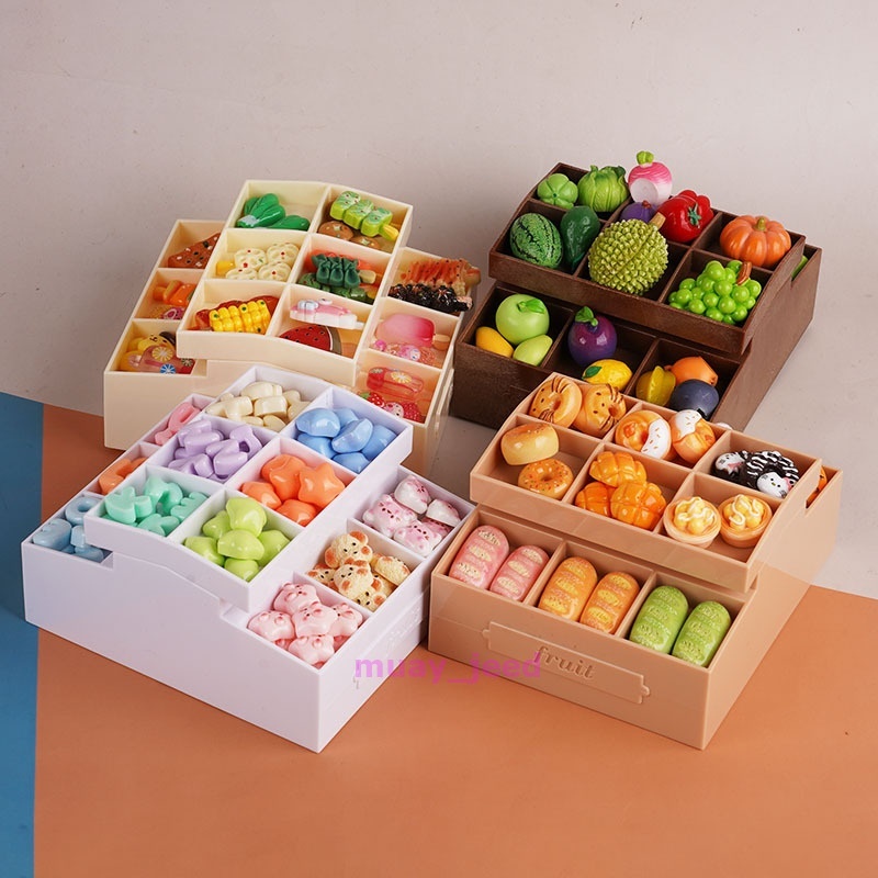 A37 ของเล่นตุ๊กตา แผงพลาสติก แผงผัก แผงผลไม้ dollhouse