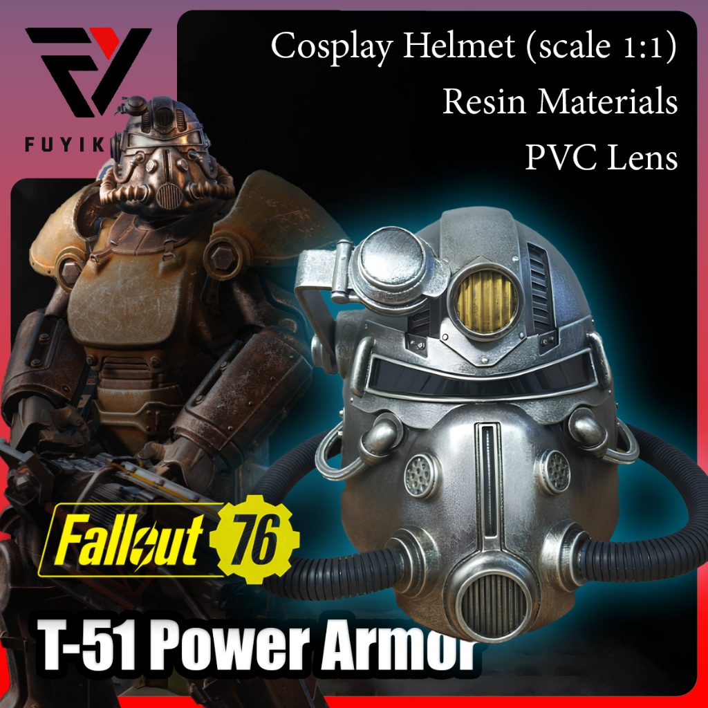 Replica | T-51 Power Armor | คอสเพลย์ Fallout 86 | Games Props | Mask | Cosplay | Helmet
