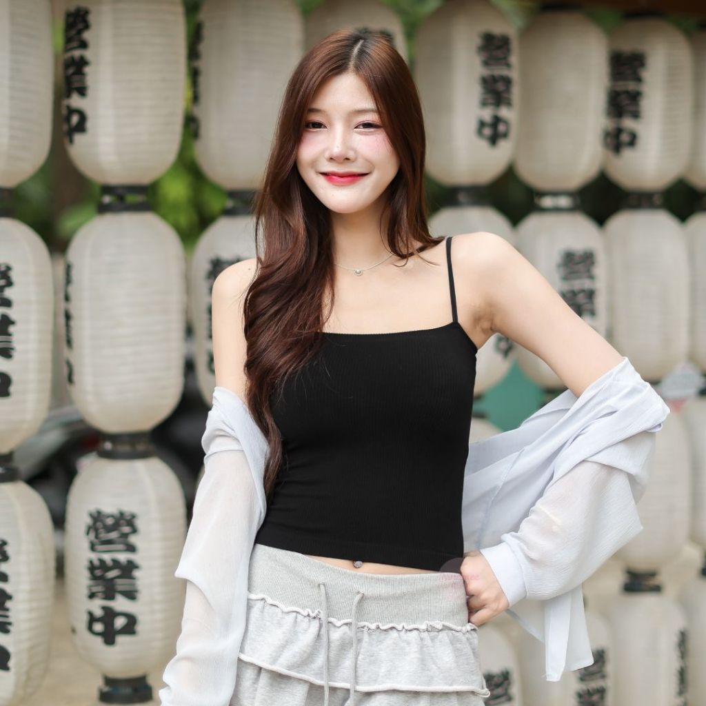Ninamee สายเดี่ยวคอเหลี่ยมมีฟองน้ำ อกฟรีไซส์ 38 นิ้ว สายเดี่ยวคอตรง ผ้าร่องนุ่มเข้าทรงสวย สายเดี่ยวสายสปาเก็ตตี้#NN76 ราคา ถูกที่สุด ดีลบีเคเค แกลเลอรีภาพที่ 2