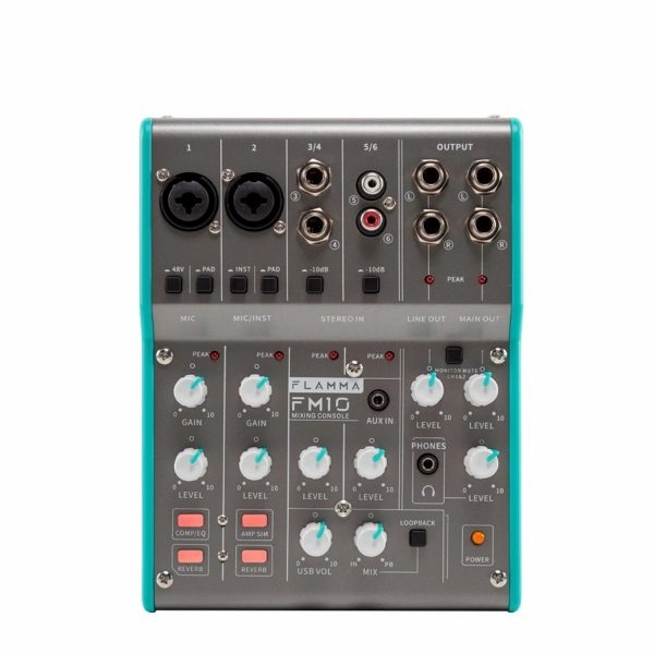 Flamma FM10 Mixer Audio Interface มิกเซอร์ & ออดิโออินเตอร์เฟส 6 แชนแนล ใช้ชิปคุณภาพสูง DSP ใช้งานง่