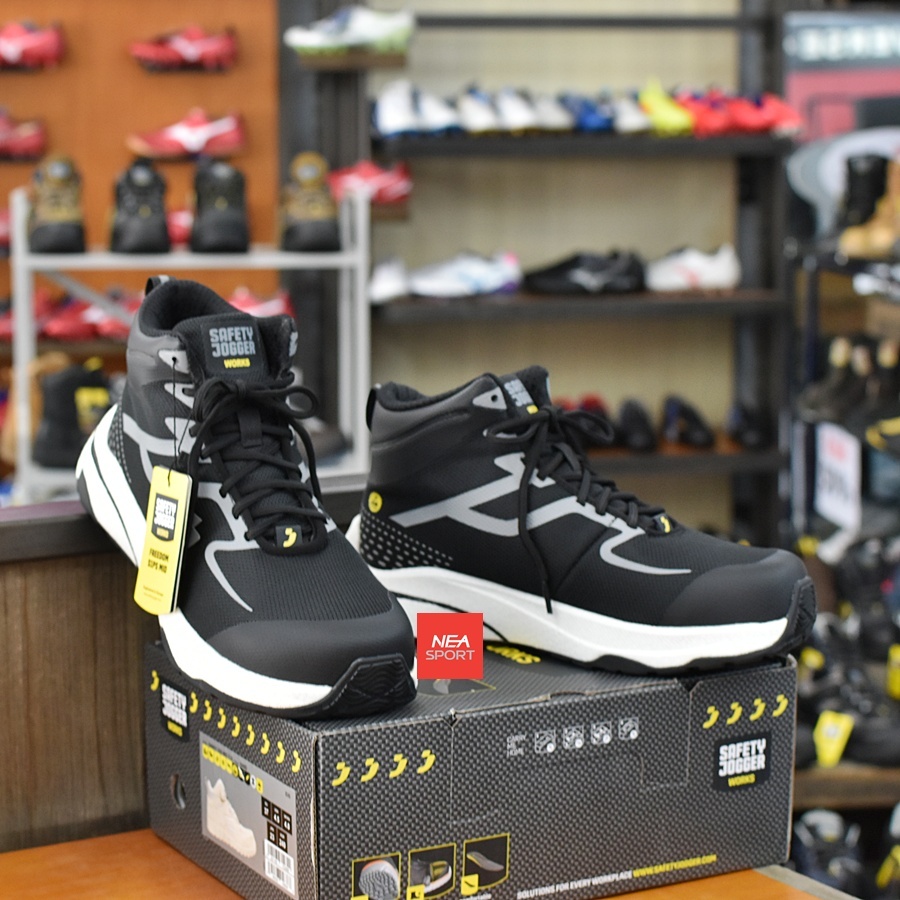 [เรือธงตัวใหม่ นุ่มและทน] SAFETY JOGGER FREEDOM MID S1P รองเท้าเซฟตี้ หัวคอมโพสิท ESD กันไฟฟ้า รองเท้านิรภัย หุ้มข้อ