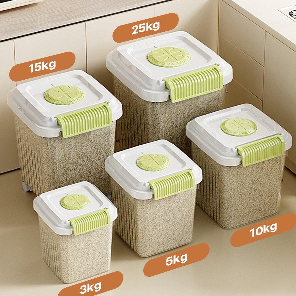 กล่องเก็บข้าวสาร กล่องใส่ข้าวสาร กล่องใส่อาหารแห้ง  มีให้เลือก 4 ขนาด องกันความชื้น เกรดอาหาร ปิดผนึกเพื่อคงความสดใหม่ - รูปที่ 4