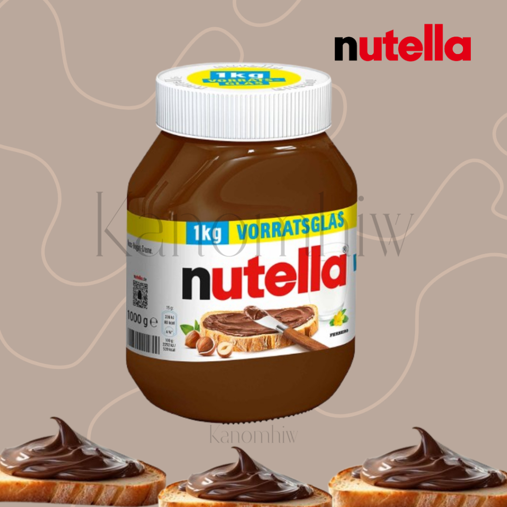 Nutella cocoa with hazelnut ขนาด 1000 กรัม ขวดแก้ว สินค้าจากอิตาลี BBF.29/01/27