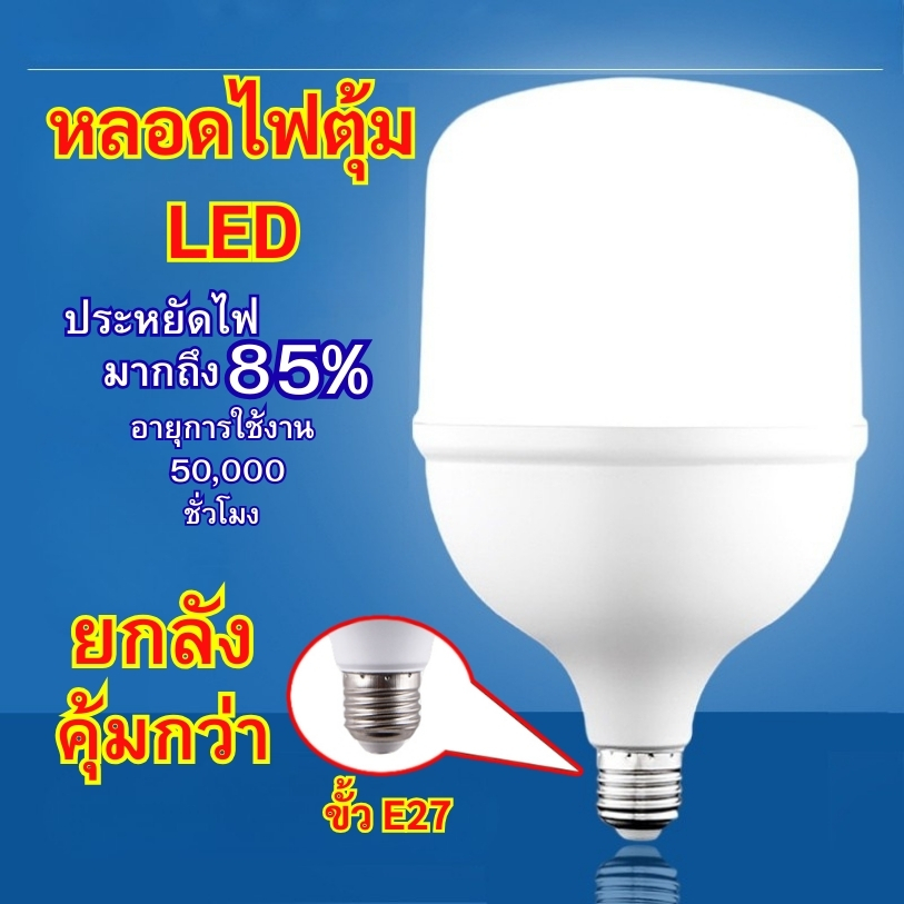 ยกลังคุ้มกว่า หลอดไฟ LED แสงขาว ขั้วE27 35W 45W 55W 65W 85W สว่างนวลตา ประหยัดไฟ พร้อมรับประกัน1ปี