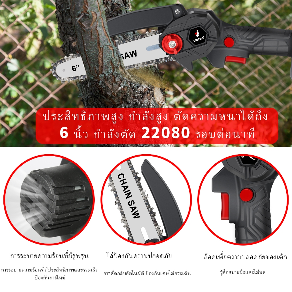 รับของภายใน48H🚚6200Wเสายืดหดได้6นิ้ว เลื่อยโซ่ไฟฟ้า เลื่อยกิ่งสูง กรรไกรตัดกิ่งผลไม้สำหรับทำสวน และเครื่องมือตัดแต่งกิ่ง รูปที่ 7