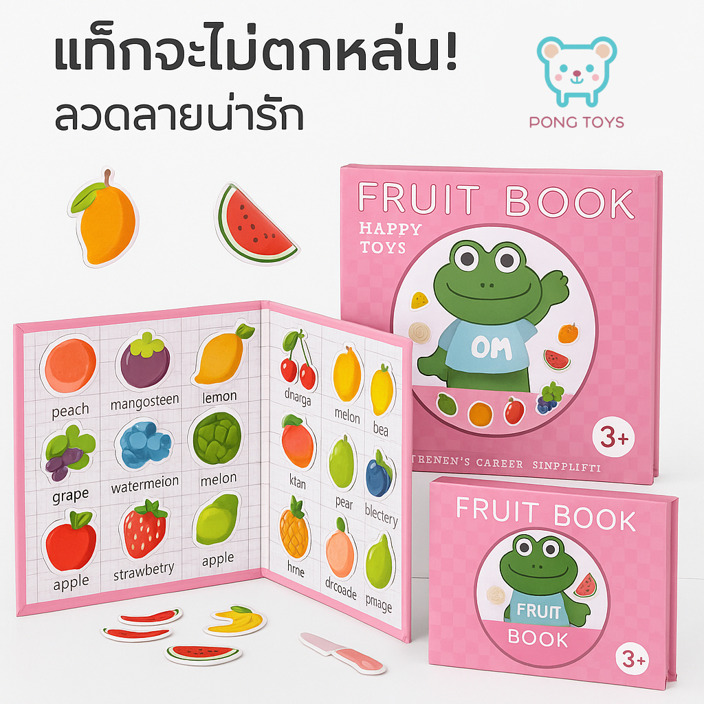 🔥สุดคุ้ม! หนังสือแม่เหล็ก สัตว์-ผลไม้ ของเล่นเด็กเสริมพัฒนาการ จิ๊กซอว์แม่เหล็ก Montessori เรียนรู้สีรูปทรง🎁