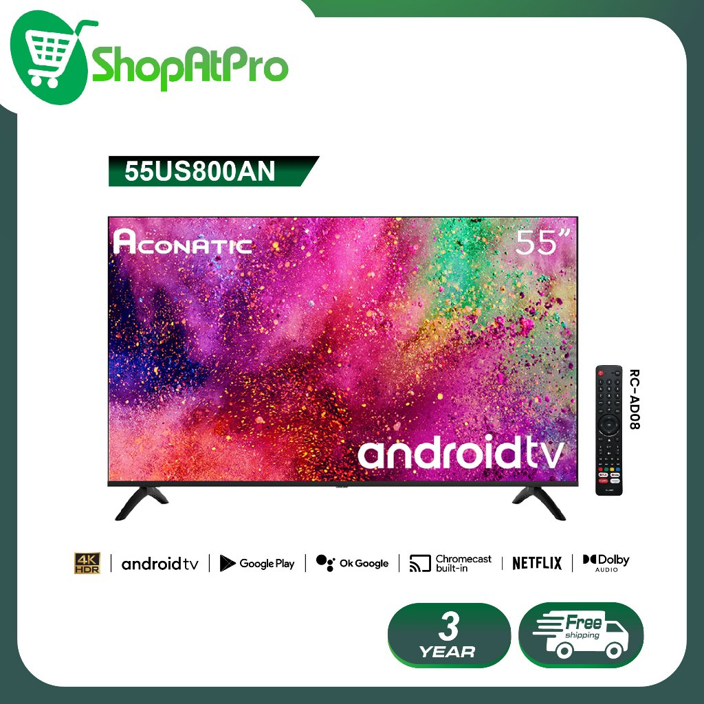 Aconatic LED Android TV 11.0 4K UHD แอลอีดี แอนดรอยทีวี ขนาด 55 นิ้ว รุ่น 55US800AN (รับประกัน 3 ปี)