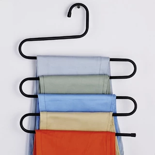 Naju ไม้แขวนกางเกง สแตนเลส ที่แขวนกางเกง 5 ตัว pants rack สำหรับกางเกง ผ้าพันคอ เนคไทล์ ประหยัดพื้นที่ ภายในตู้เสื้อผ้า
