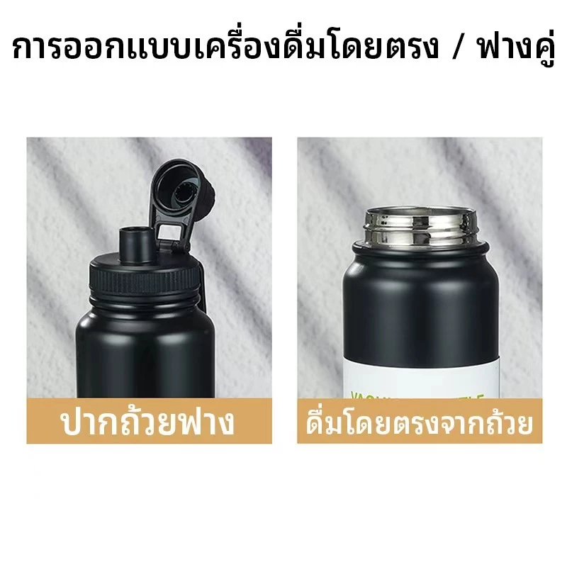 [🔥ซื้อ 1 แถม 1]แก้วเก็บความเย็น สแตนเลสเกรดอาหาร 304 กระติกน้ำร้อน 1000 มล. ความจุขนาดใหญ่หลายรูปแบบสะดวกในการพกพา thumbnail 4