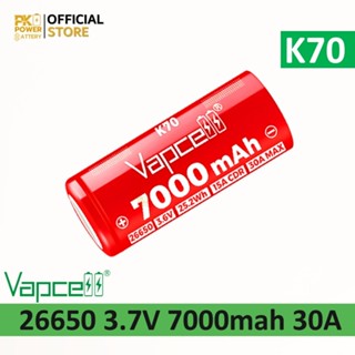 Vapcell K70 แบตเตอรี่ 26650 3.6V ความจุ 7000mAh 15A/30A
