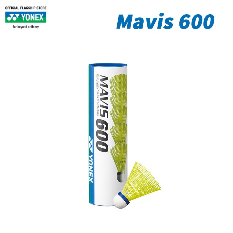 Yonex Mavis 600 Medium Speed Nylon Shuttlecock (Yellow) 1 Tube (= 6 Shuttlecocks)