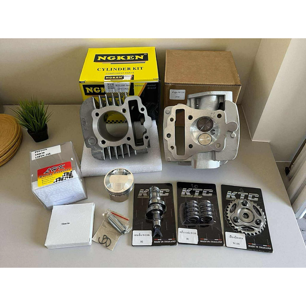 ชุดเสื้อฝาw110iKWB อุปกรณ์ครบชุดตามรูปงานKTC ลูกLHK,Air สลัก13มิลปาดหลบ2วาวขนาด53-59มิลใส่รถw110iปี2