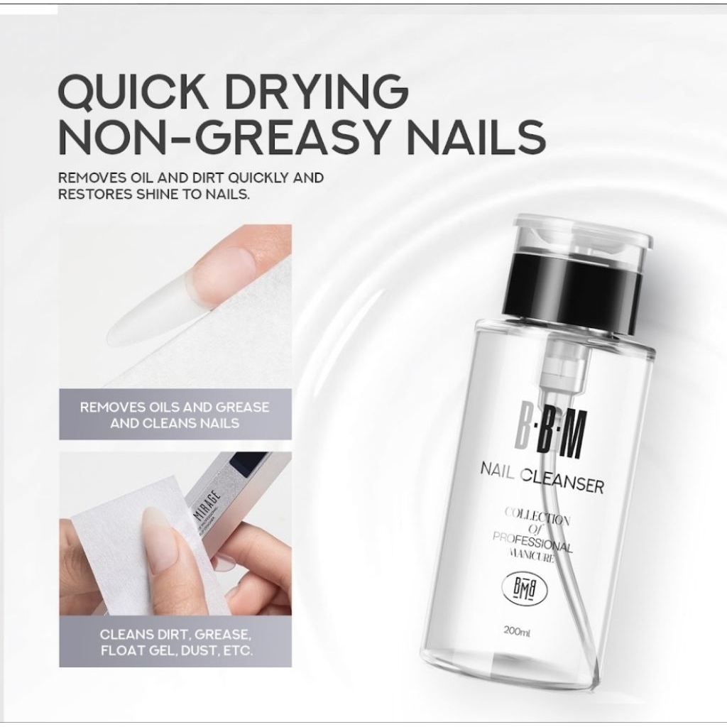 คลีนเซอร์ BBM Cleanser 3ขนาด 500●1,000ml.●ขวดปั๊ม 200ml. ทำความสะอาดหน้าเล็บ เช็ดความเหนียว