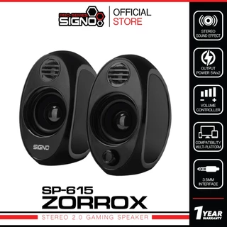 SIGNO SP-615 ลำโพงคอมพิวเตอร์ Gaming Speaker ระบบเสียง 2.0 สเตริโอ เบสแน่น มีปุ่มปรับความดัง เชื่อมต่อแบบแจ๊ค 3.5mm