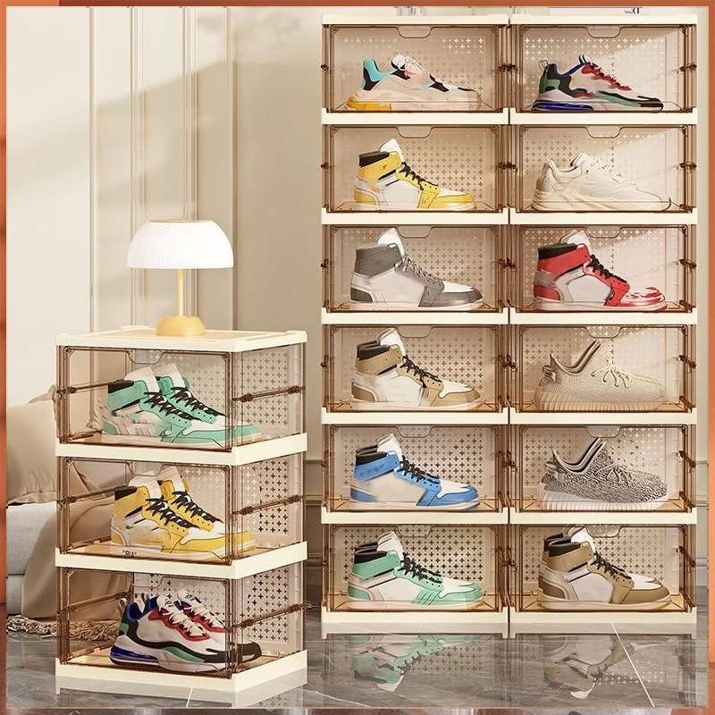 กล่องรองเท้าพับได้ ตู้ใส่รองเท้า กล่องเก็บของอเนกประสงค์ ติดตั้งง่าย พับได้ แข็งแรง โปร่งใส กันน้ำ กันฝุ่น - รูปที่ 6