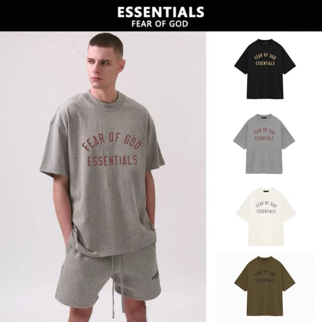 เสื้อยืด Fear of God Essentials FOG Jersey Crewneck Tee Black ( FALL24 ) Dark Heather