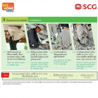 SCG ฉนวนกันความร้อน Stay Cool Premium ใยแก้ว ขนาด 3 นิ้ว / 6 นิ้ว ติดใต้หลังคา ลดร้อนในบ้าน ไม่ลามไฟ