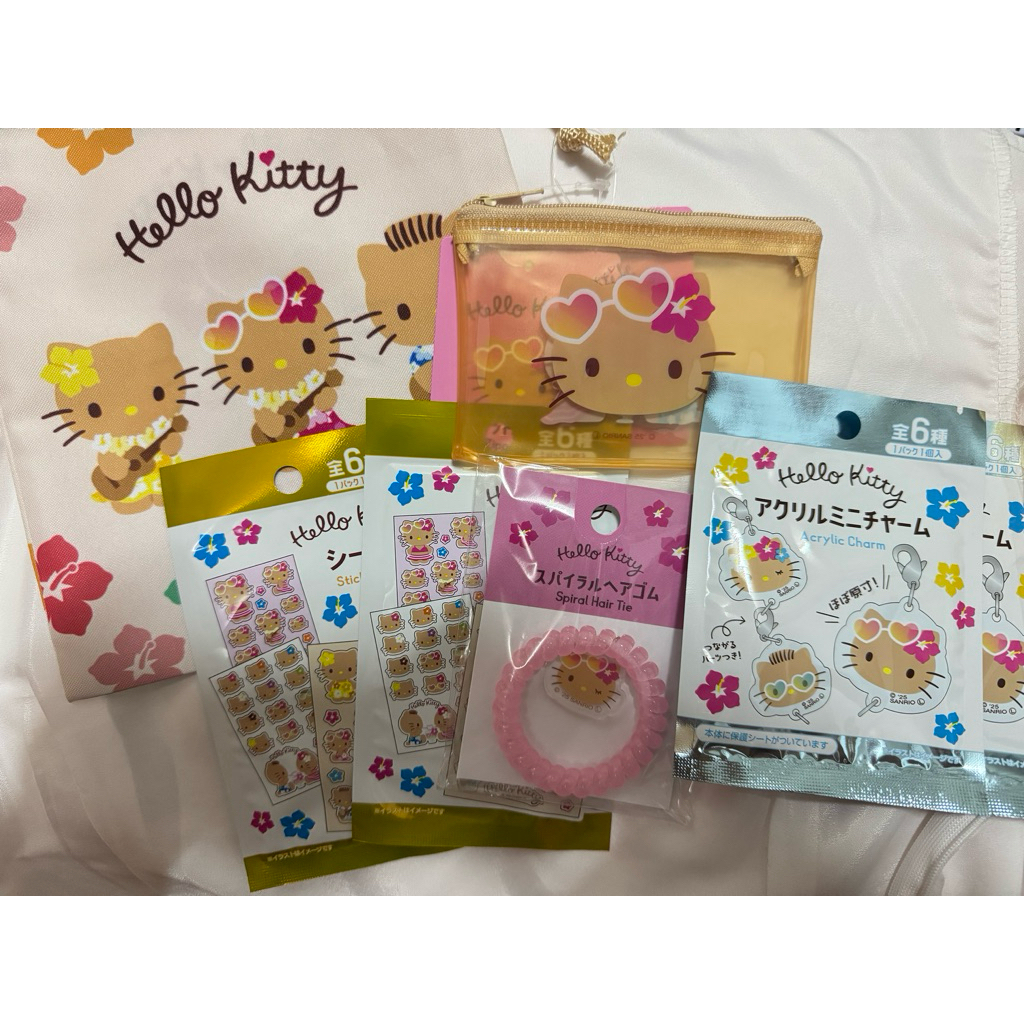 พร้อมส่ง กระเป๋าสตางค์ กระเป๋าซิป ถุงหูรูด ยางรัดผม คิตตี้ ผิวแทน ลิขสิทธิ์แท้ ซานริโอ้ Sanrio