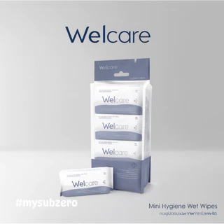 Ⓜ️พร้อมส่ง🅾️ ทิชชู่เปียก Welcare Mini Hygienic Wet Wipes 8 ห่อ/แพ็ก ทำความสะอาดผิว สูตรไฮจีนิคไวพส์