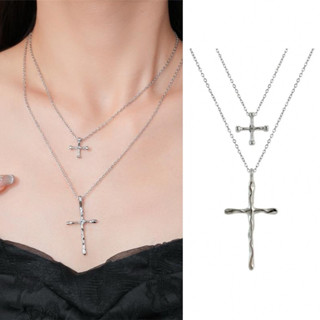 ✨พร้อมส่งจากไทย✨D-10สร้อยไม้กางเขนY2K สร้อย2ชั้น สร้อยจี้ไม้…