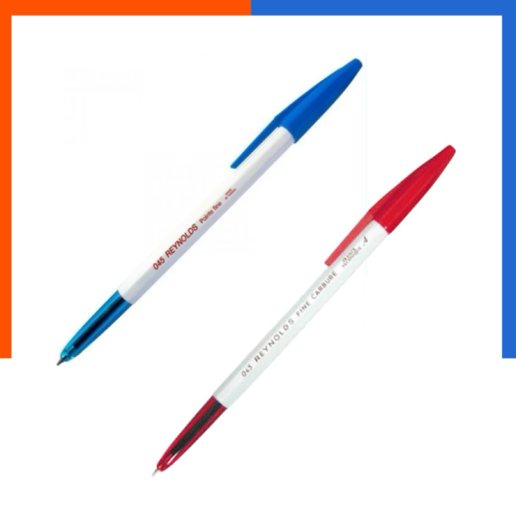 ปากกาลูกลื่น 0.7mm. หมึกน้ำเงิน/แดง รุ่นหายาก ในตำนาน Papermate Reynolds 045 แพค 10ด้าม/50ด้าม ปากกา สวมปลอก เรโน เรโนล
