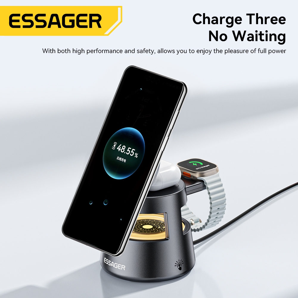 Essager 15W เครื่องชาร์จไร้สายเดสก์ท็อป 4-in-1 รูปที่ 6