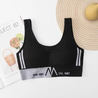 เสื้อชั้นใน สปอร์ตบรา ผ้าคอตตอนอย่างดี บราเสริมฟองน้ำ บราไร้โครง ใส่สบาย ไม่อึดอัด มีหลายสีให้เลือก