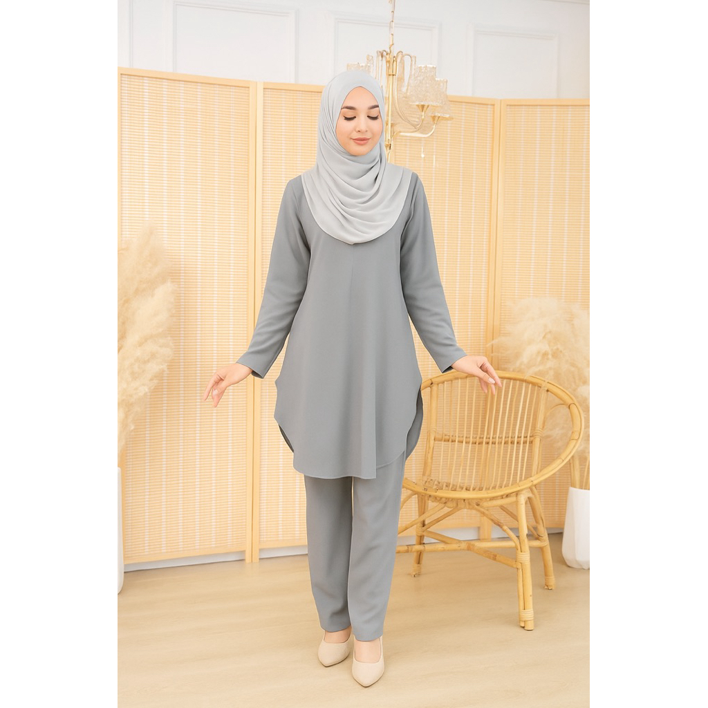 ชุดเซตกางเกงทรงโค้ง ผ้าสลาฟ