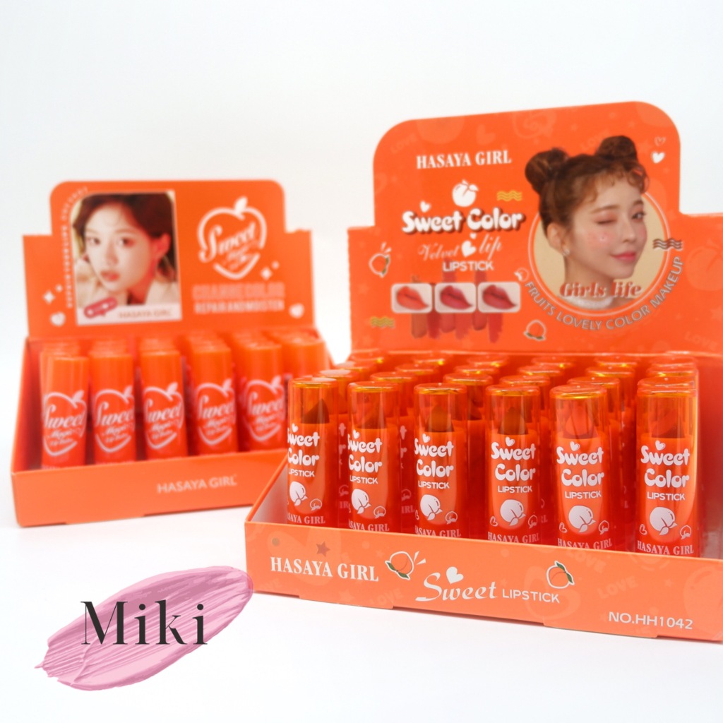 {24แท่ง} Hasaya Girl Peach Sweet Color Lips ลิปสติกแท่งพีช เนื้อฉ่ำวาว ริมฝีปากสีสวยชัด