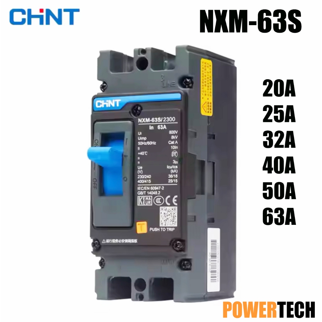 CHINT NXM-63S /2300 2P 25kA เซอร์กิตเบรกเกอร์ เบรกเกอร์ เบรกเกอร์ 2P เบรกเกอร์ไฟ NXM Series Moulded 