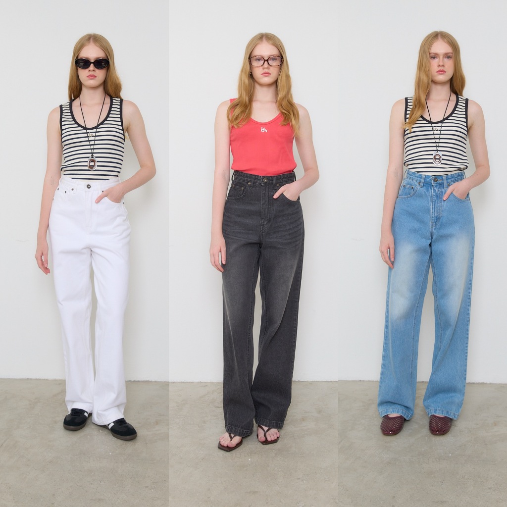 KANNI - WAFFLE DENIM PANTS กางเกงยีนต์ขายาว