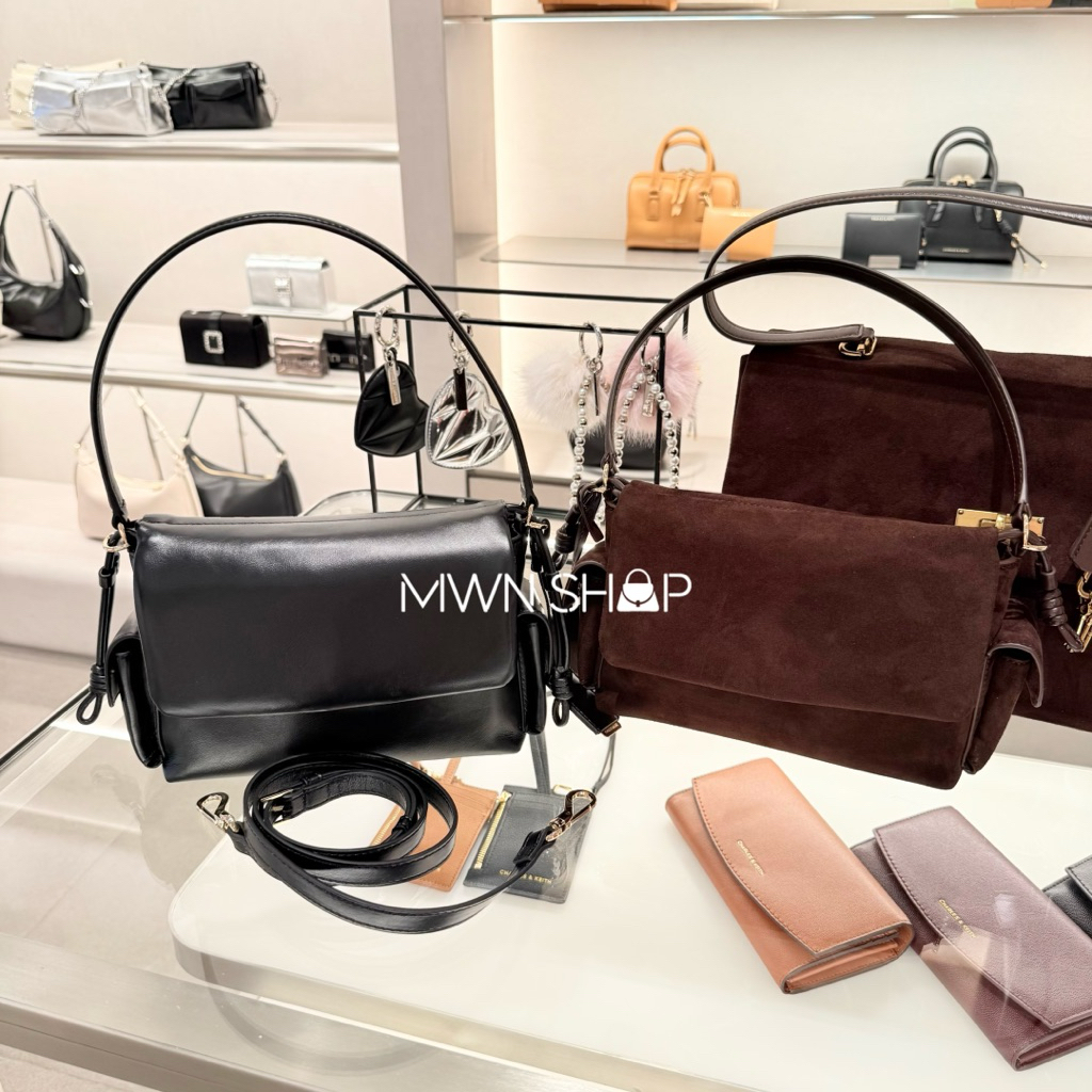 Charles&keith khai พร้อมส่ง กระเป๋าสะพายข้าง มีโค้ดลด30% khai พร้อมถุงผ้า ถุงกระดาษ ของแท้จากชอป