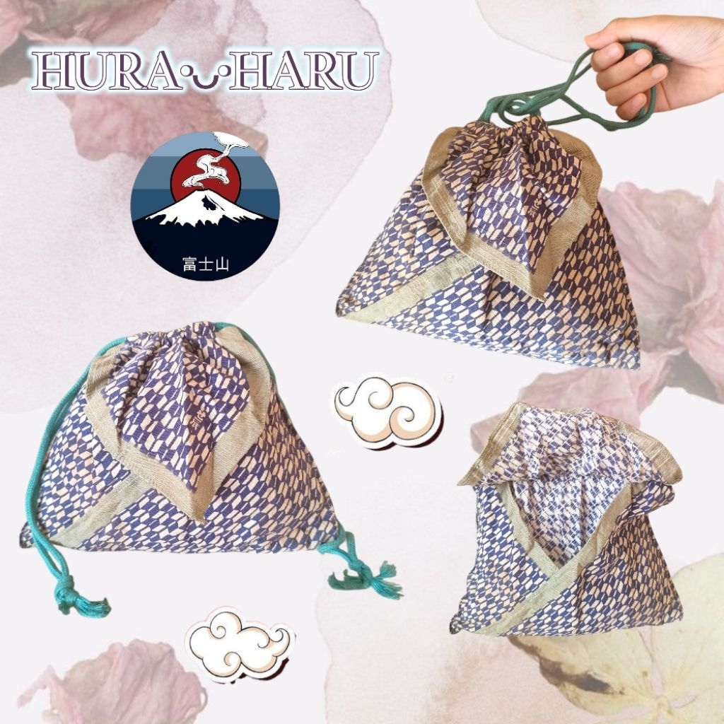 กระเป๋าหูรูด ผ้าญี่ปุ่น มีข่องใส่ของด้านใน 🇯🇵🌸✨ G 017