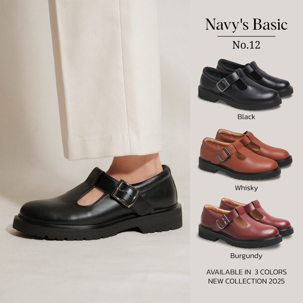 รองเท้าหนังแท้ ทรงคลาสสิค Mary Jane รุ่น Basic No.12