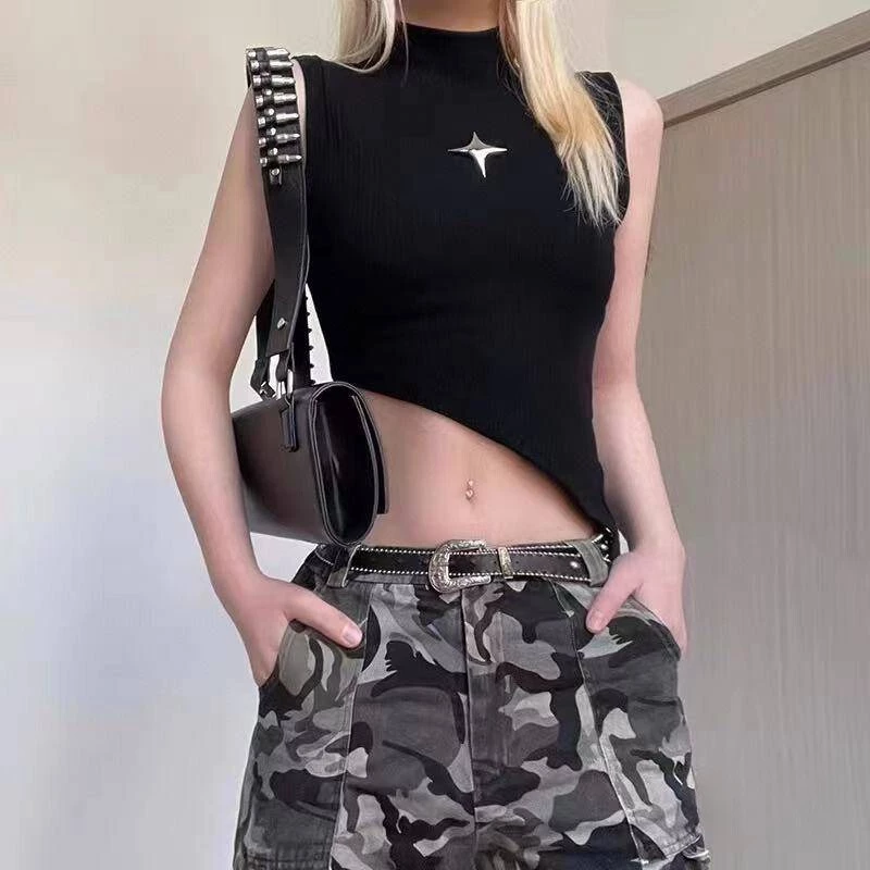 MQzz4289 *พร้อมส่ง* เสื้อกั๊กแขนกุด ดีไซน์รูปดาวกระจาย สวยเซ็กซี่ไม่ไหว FreeSize