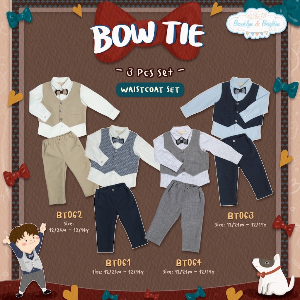 Bow Tie Waistcoat ชุดออกงานเด็กชาย หูกระต่าย 3Pcs เซ็ตเสื้อเชิ๊ต+เสื้อกั๊ก+กางเกง (Link 6)