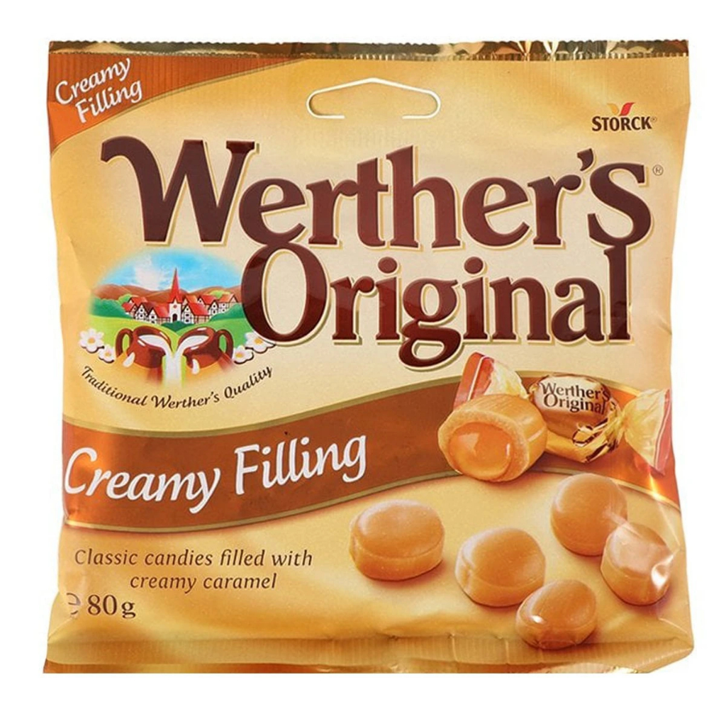 ลูกอมสอดไส้ครีมคาราเมล เวอร์เธอร์ ออริจินอล ครีมมี ฟิลลิง ตรา สตร็อค 80 กรัม Werther's Original Cream Caramel 80 g.