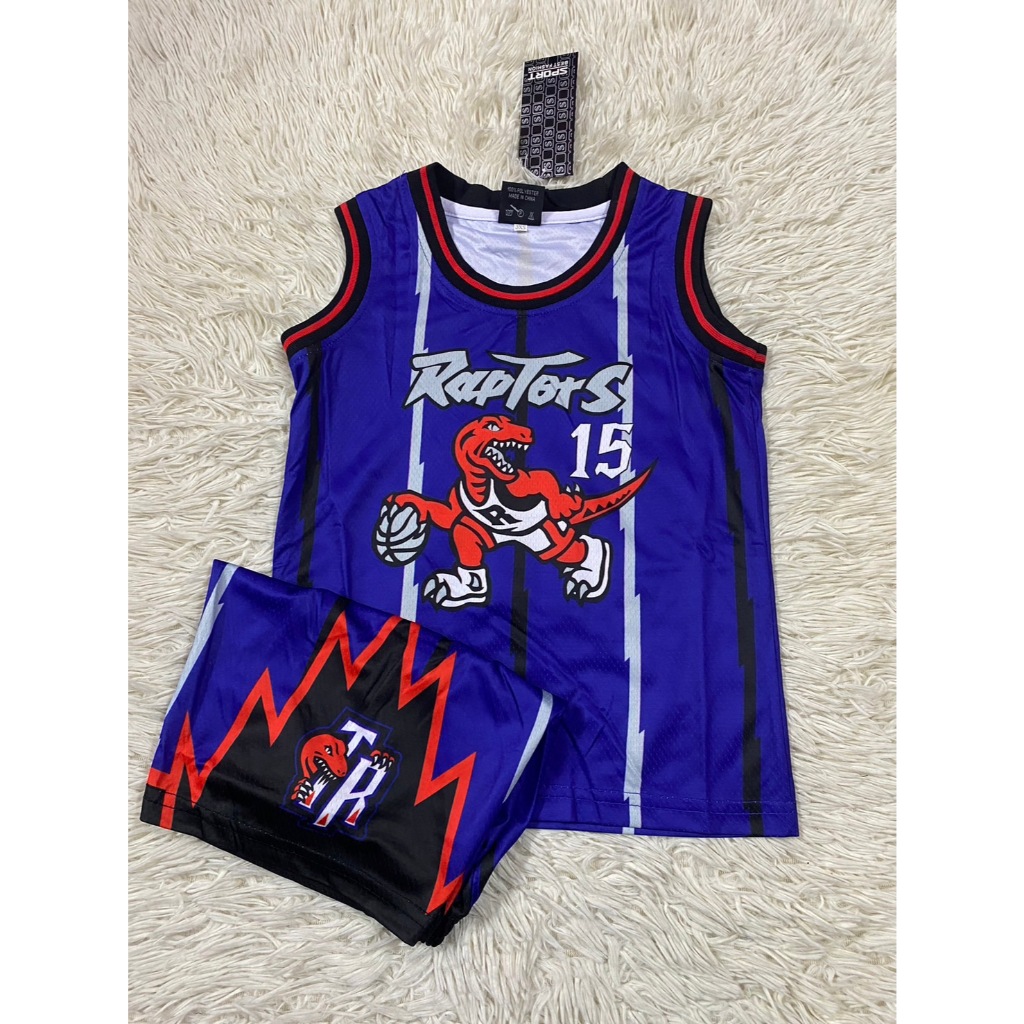 เสื้อบาสเก็ตบอลเด็ก ทีมToronto Raptorsเลข15 ใหม่ล่าสุด เสื้อพร้อมกางเกง