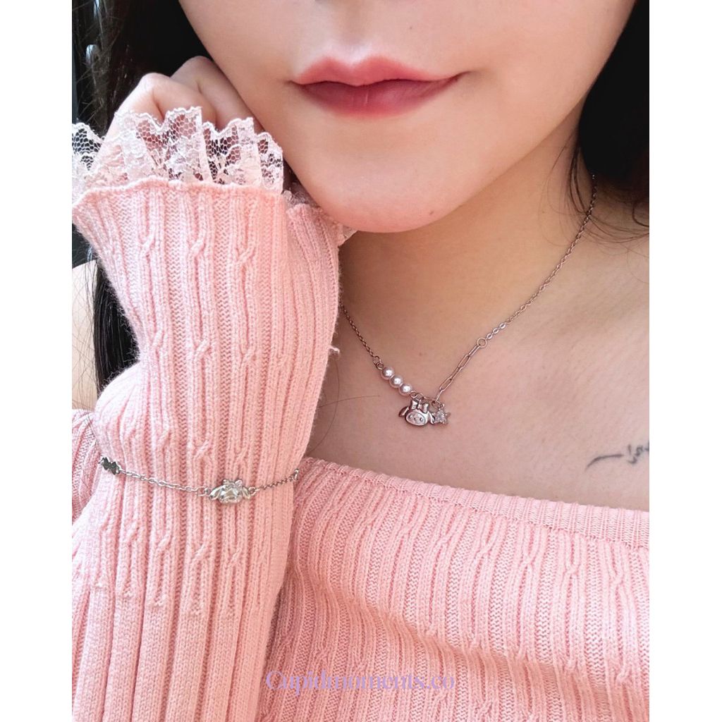 (เงินแท้ S925) My Melody Bow Bracelet สร้อยข้อมือมายเมโลดี้ ราคา ถูกที่สุด ดีลบีเคเค แกลเลอรีภาพที่ 5