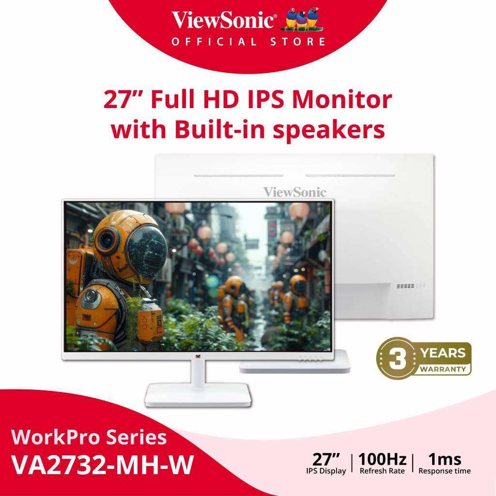 Viewsonic Monitor VA2732 MH W / 27” / Full HD / 100 Hz / 1 ms (จอมอนิเตอร์)