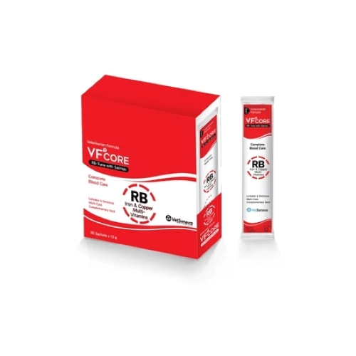 VF+ CORE RB สีแดง (1 กล่อง มี 30 ซอง) อาหารเสริมธาตุเหล็กบำรุงเลือดสำหรับน้องหมาและน้องแมว