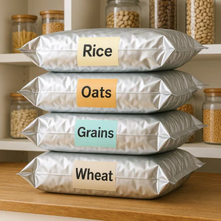Pure Aluminum Foil Rice Bag ถุงอลูมิเนียมฟอยล์ บรรจุข้าว zipbag Moisture-Proof, Durable Food Storage Pouch