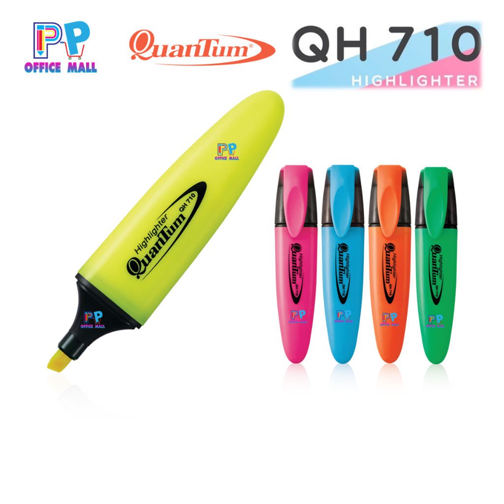 ปากกาเน้นข้อความ Highlighter ควอนตั้ม Quantum รุ่น QH-710 สีนีออน (แพค 5 ด้าม)
